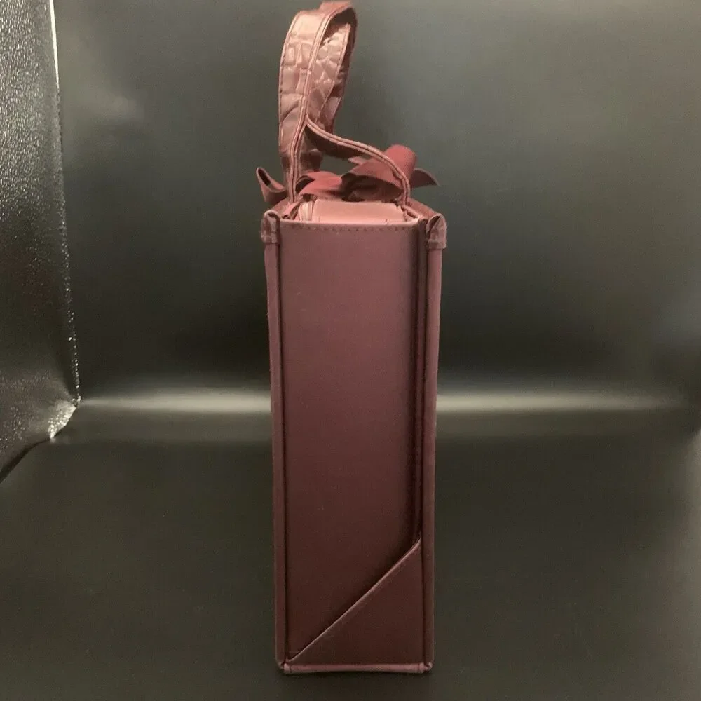 NEW Vintage Estee Lauder Burgundy Hard Makeup Travel Case Alligator Style Trim